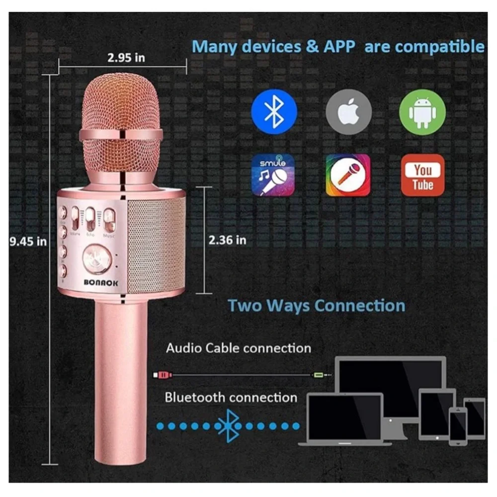 Wireless Karaoke Microphone - Rose Gold